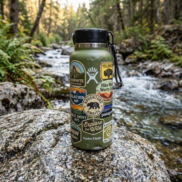 Outdoor water bottle stickers